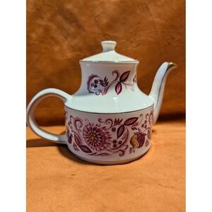 Arthur Wood England Teapot Floral Burgundy Gold Trim Vintage Ceramic 5309